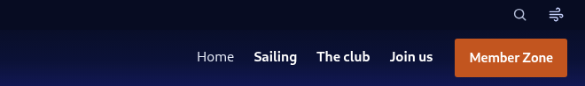 Example club website header with the Member Zone link.